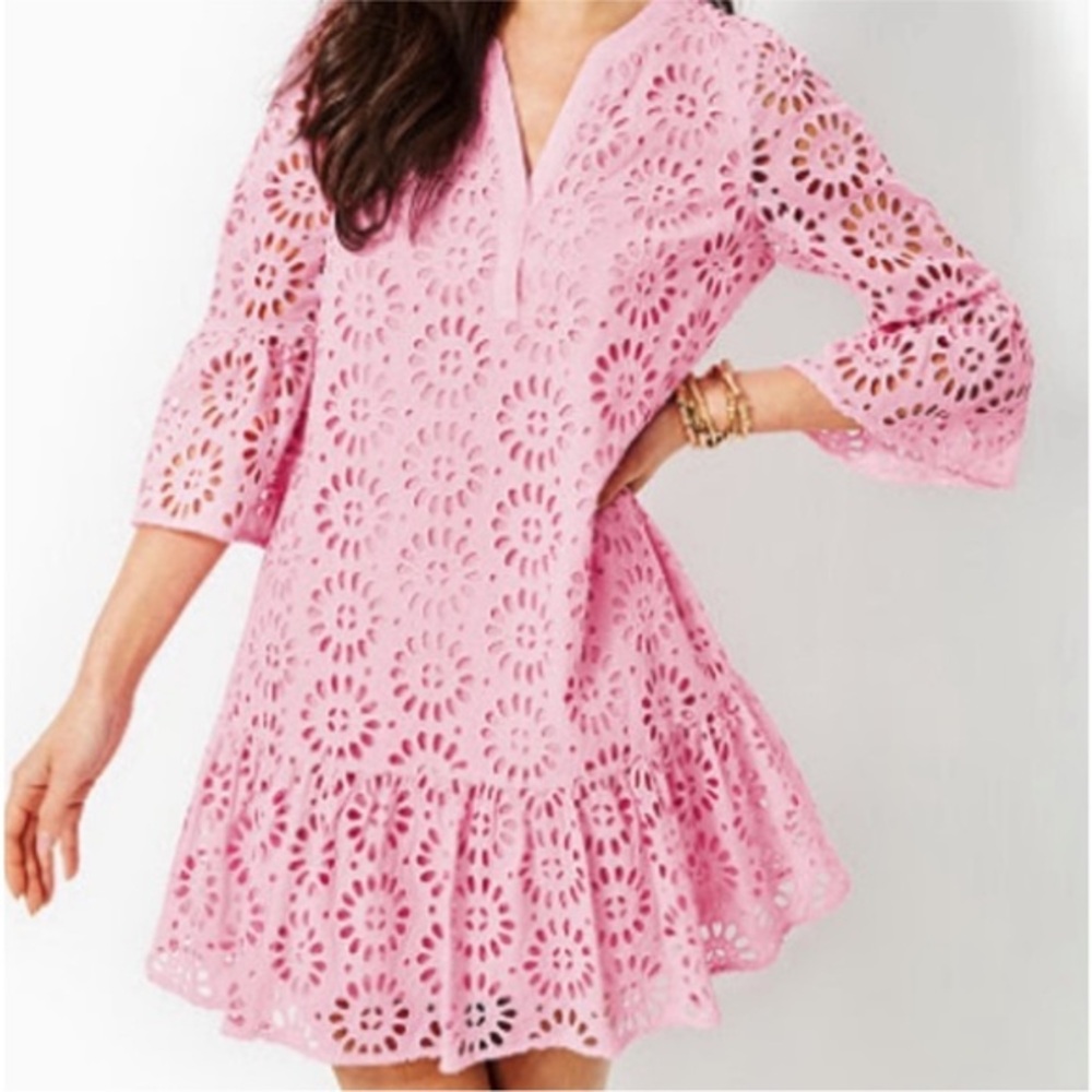 Lilly Pulitzer Pink Eyelet Koggaia Dress